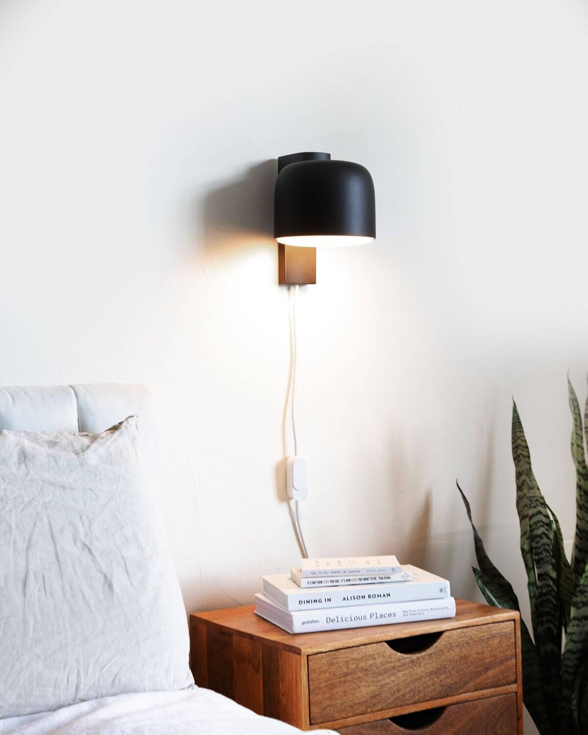 task lamp on nightstand