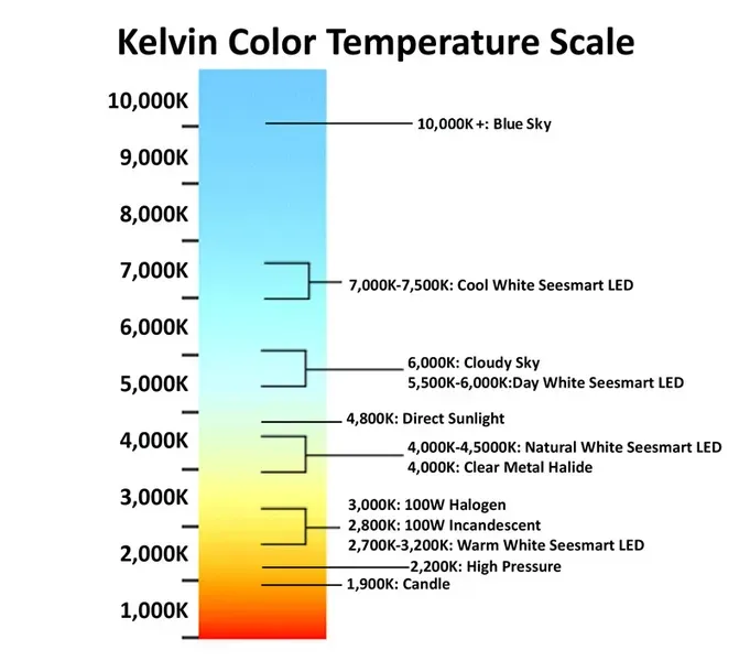 An infographic showing the Kelvin temperature scale